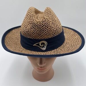 New Era Equipment NFL Los Angeles Rams Straw‎ Hat Mens Tan Blue